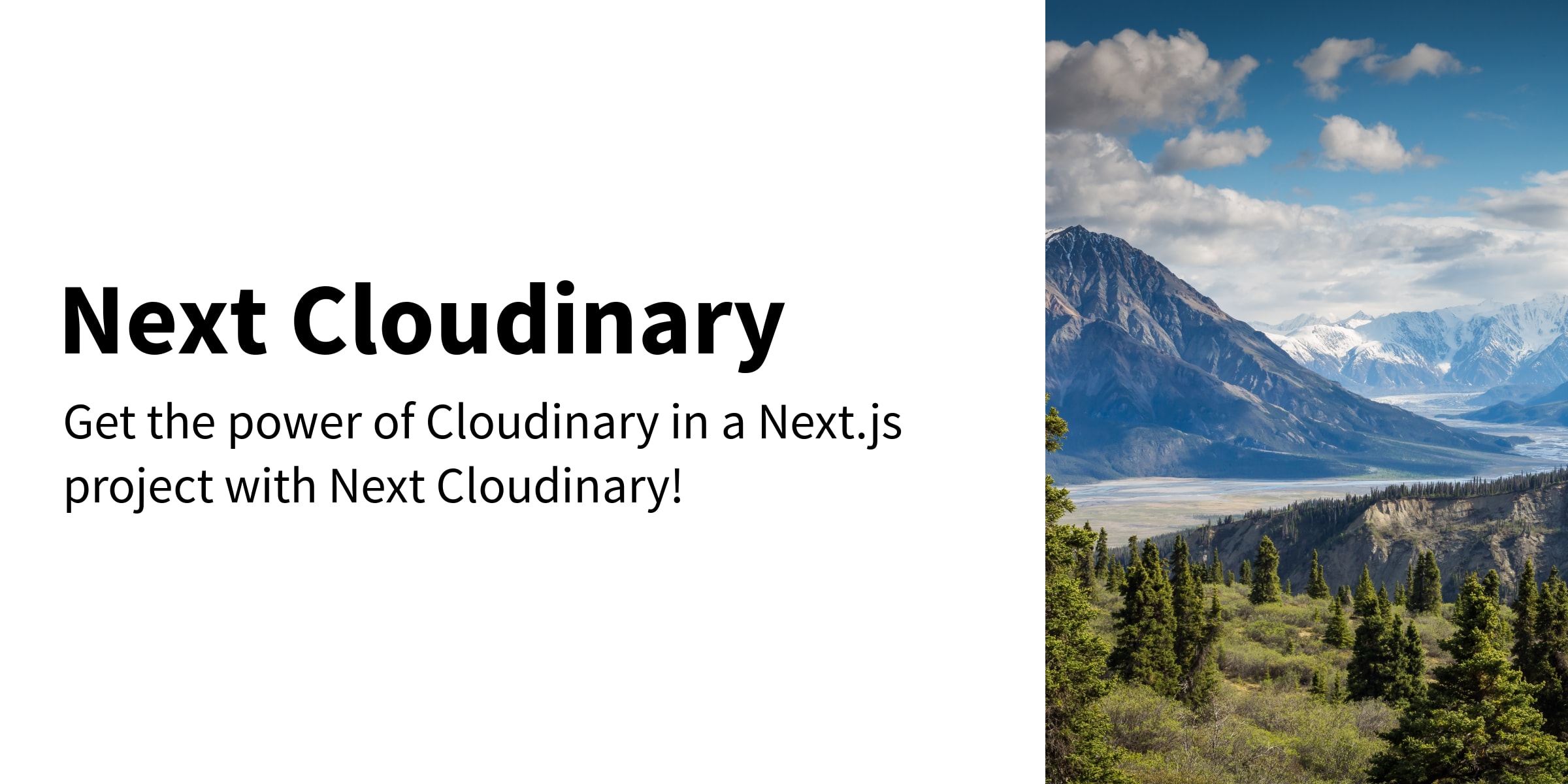 Next Cloudinary with picture of a mountain