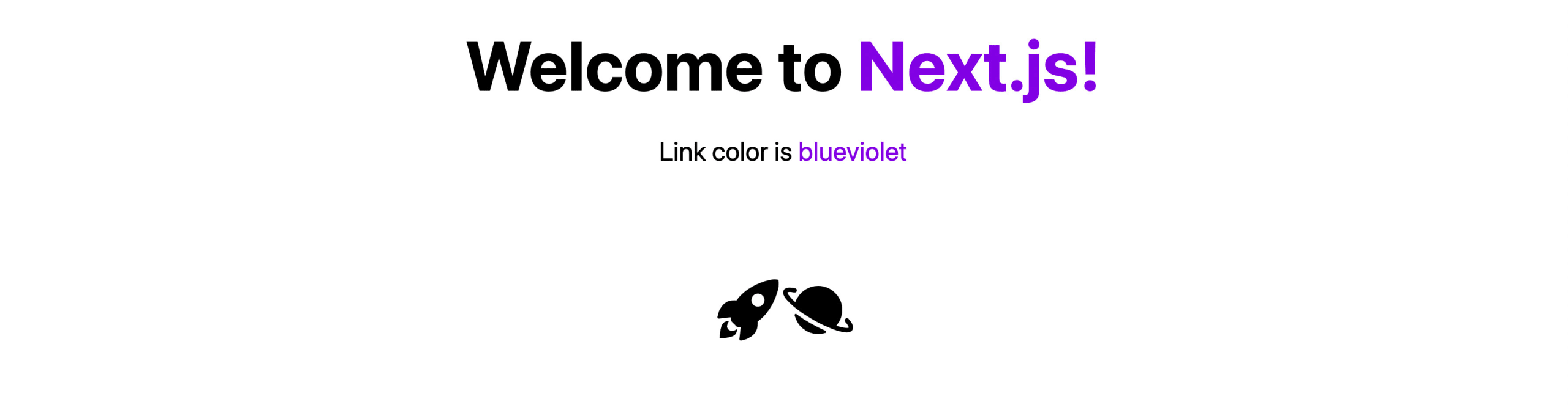 Rocket and planet icons from React Icons on Next.js page