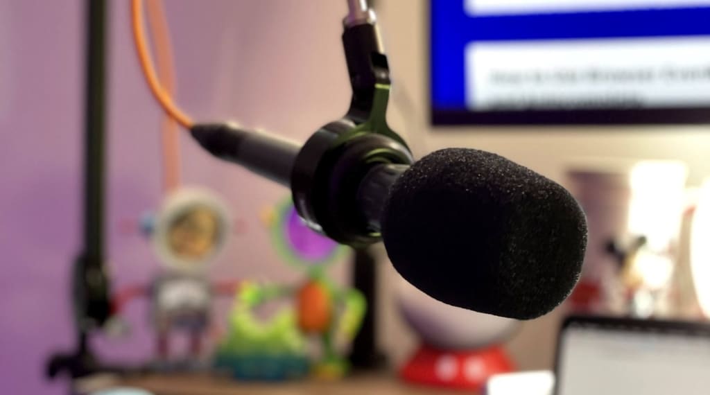Microphone in front of desk