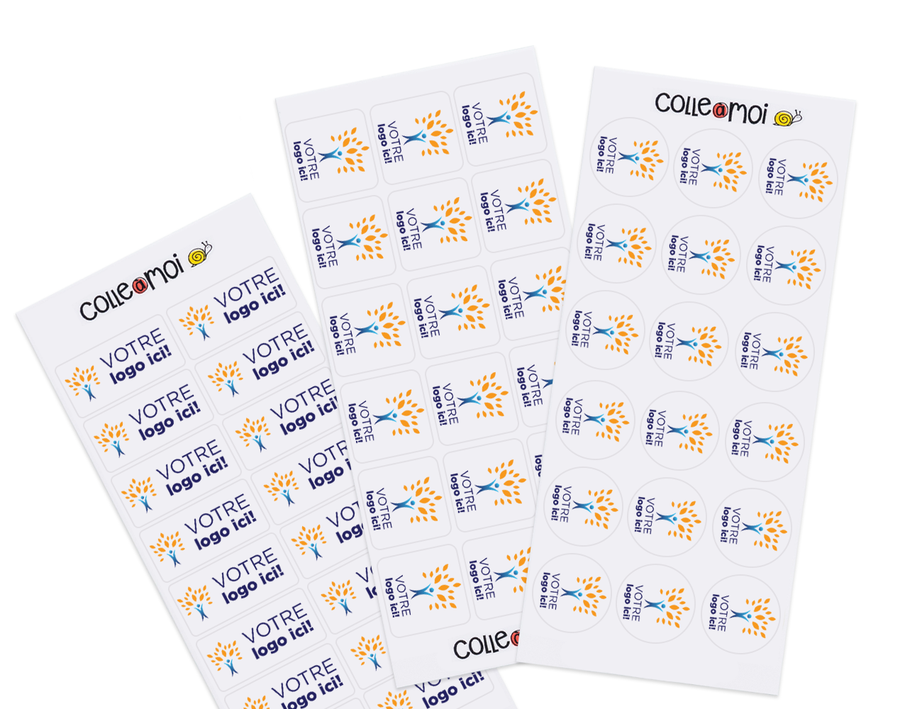 Feuilles d&rsquo;&eacute;tiquettes personnalis&eacute;es sur mesure Colle &agrave; moi