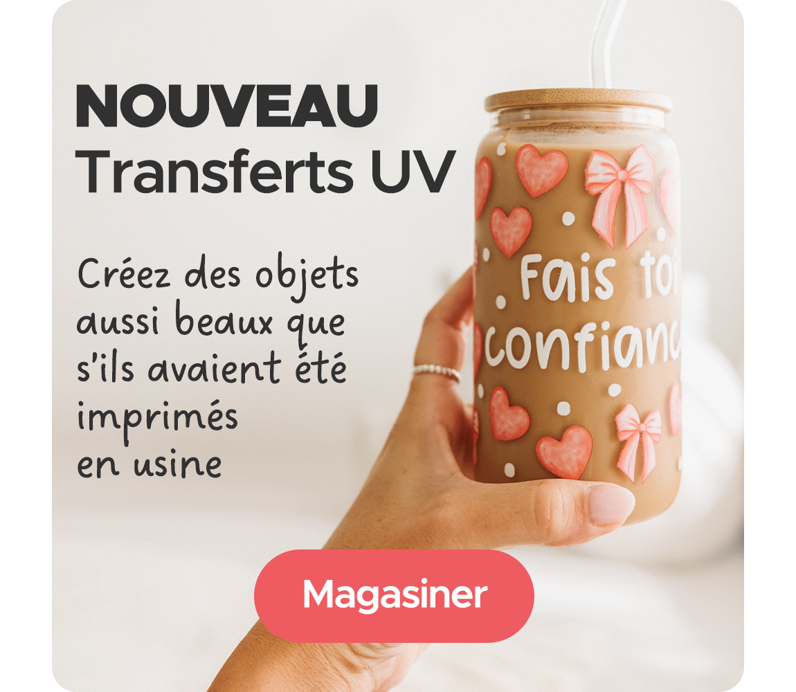 Transfers UV DTF pour verres et bouteilles