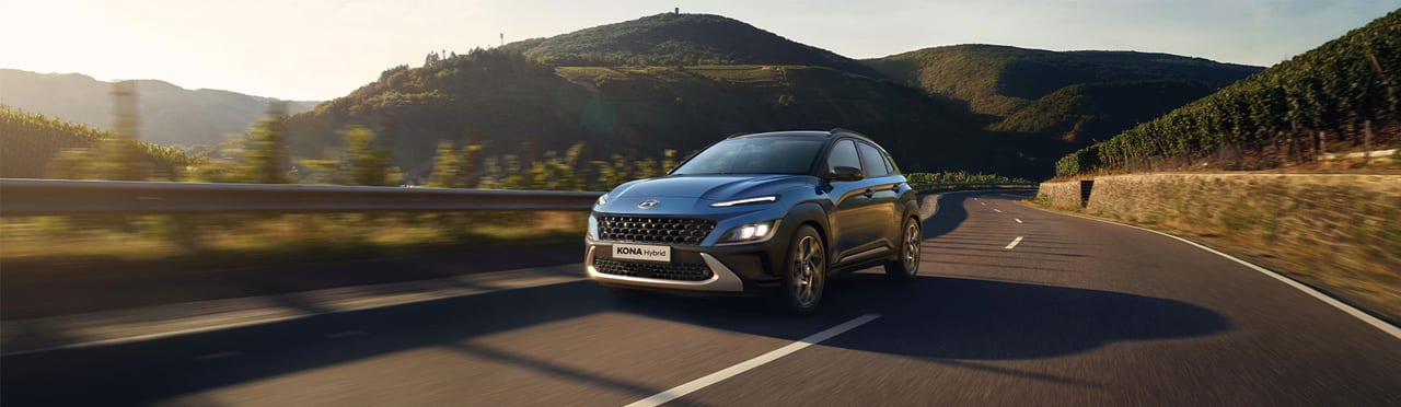 רכב יונדאי קונה כחולה היברידית