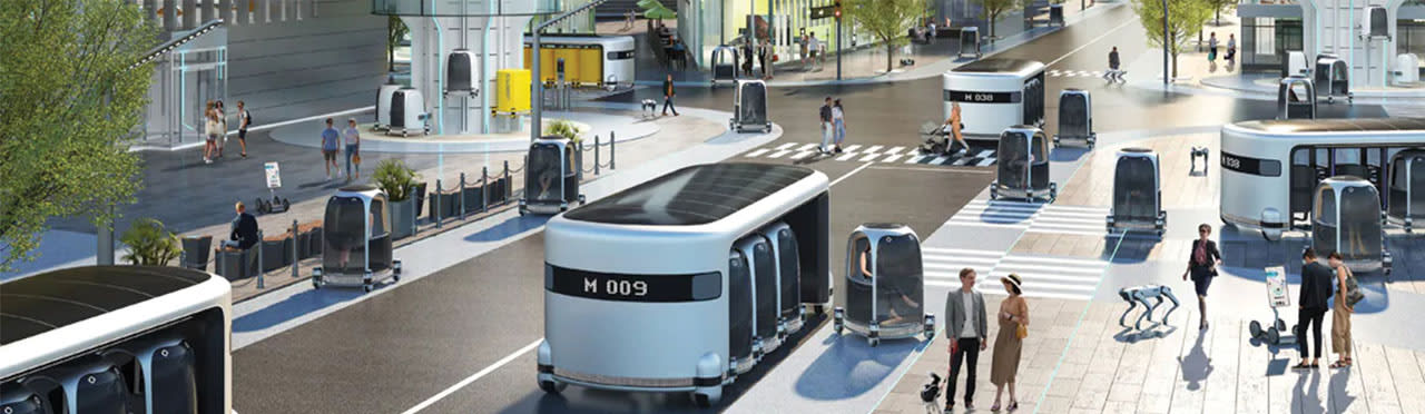 עיר הייטק מפותחת עם רכבים אוטונומים