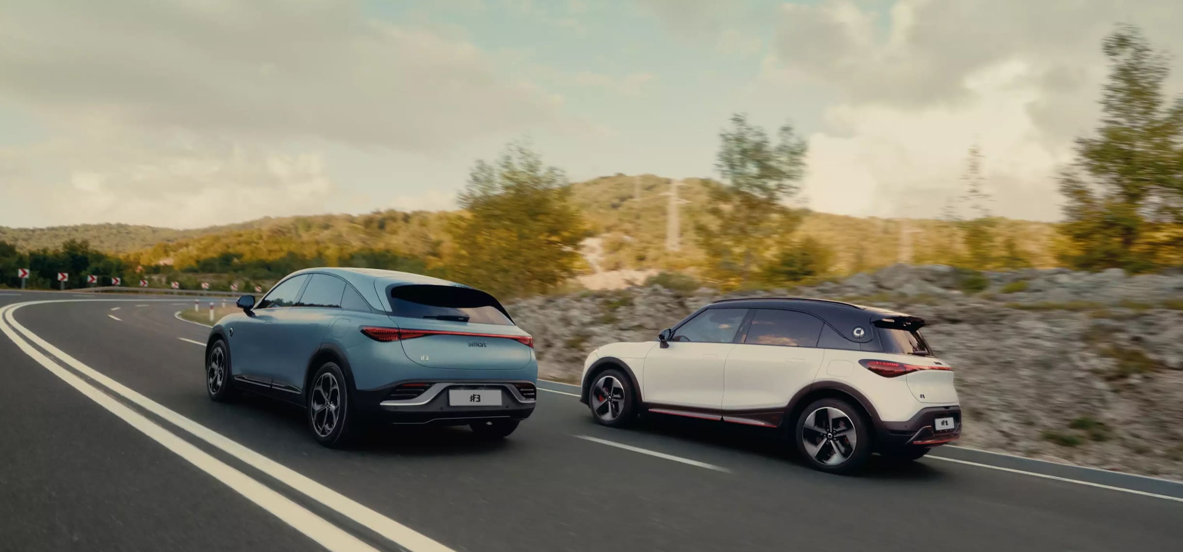 באנר עליון - רכבי סמארט בנסיעה על הכביש