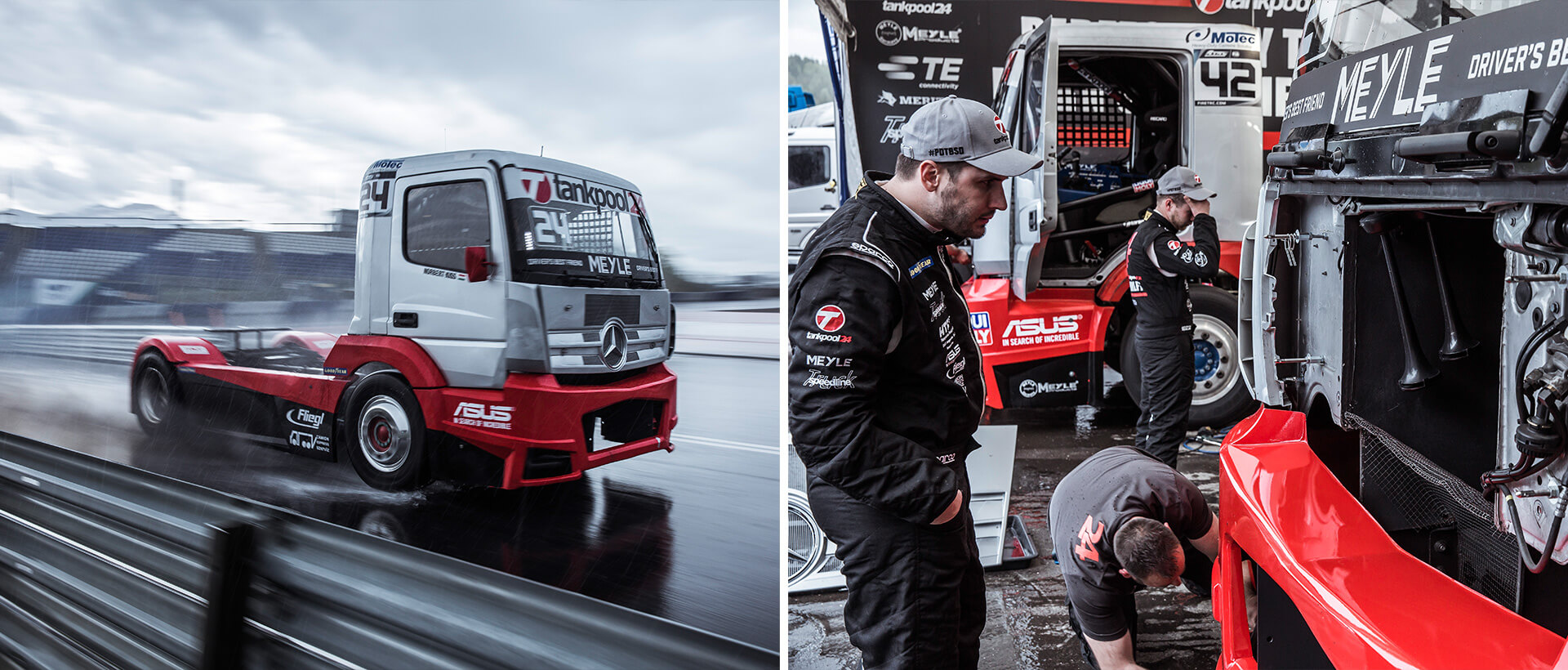 אנשי צוות מתקנים משאית Truck speedline של מרצדס