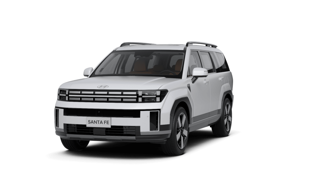 רכב סנטה פה היברידי צבע לבן צילום מקדימה