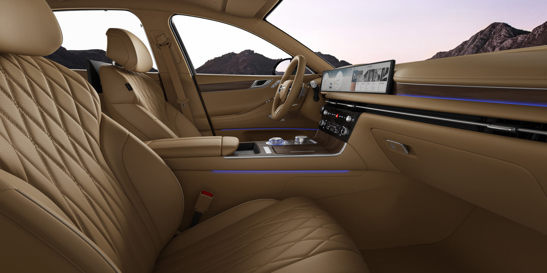 מושבים קדמיים מרופדים ברכב ג'נסיס