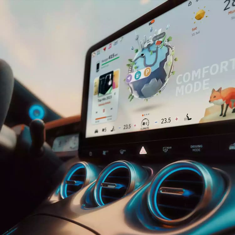 צג מולטימדיה בתוך הרכב