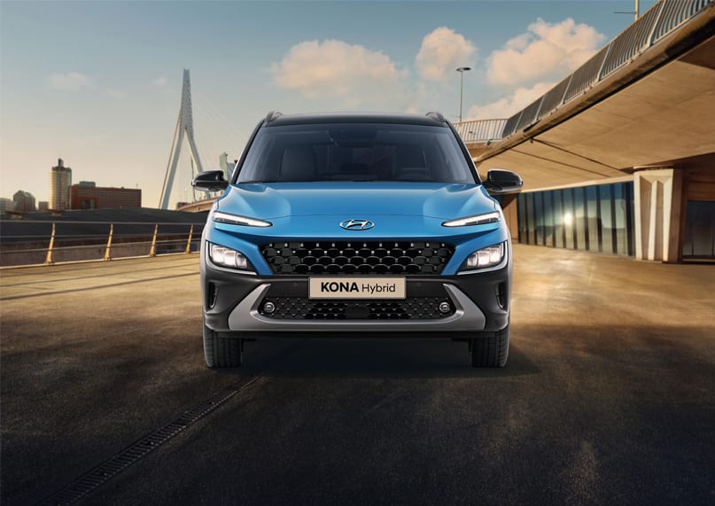 רכב יונדאי קונה כחולה היברידית