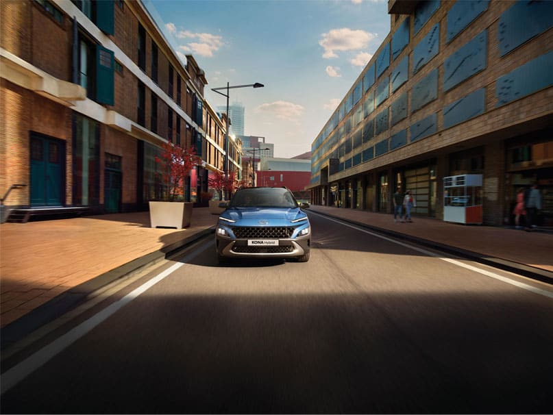 רכב יונדאי קונה כחולה היברידית