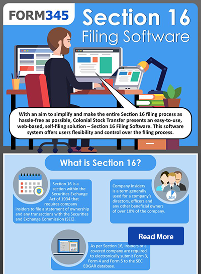 section 16 filing software colonial stock transfer