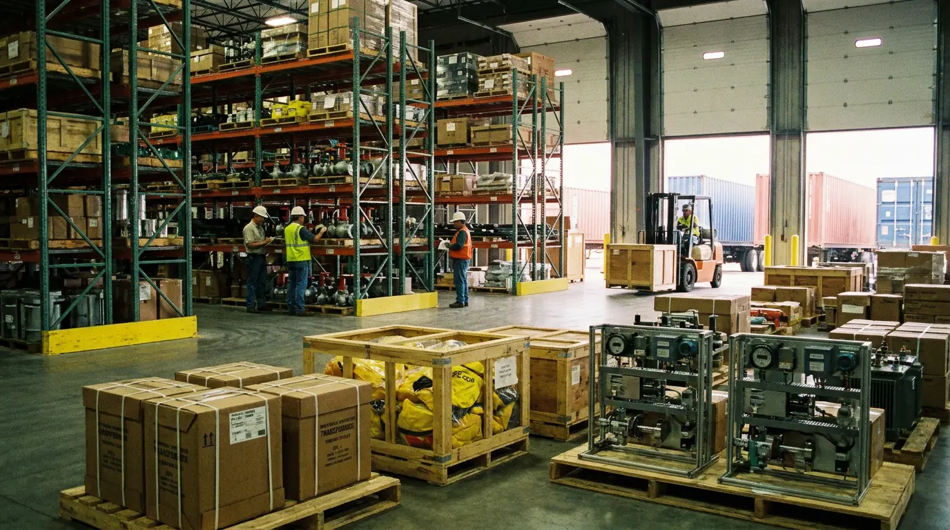 Organized goods in a distribution warehouse