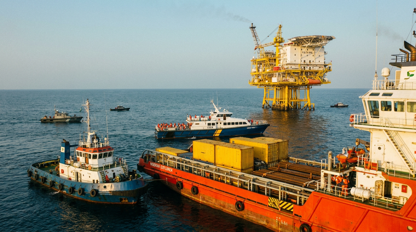 Container vessel transporting cargo across the water