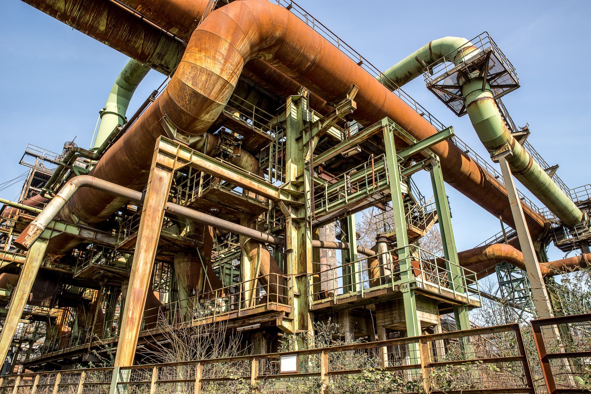 Industrial pipeline infrastructure at an energy facility
