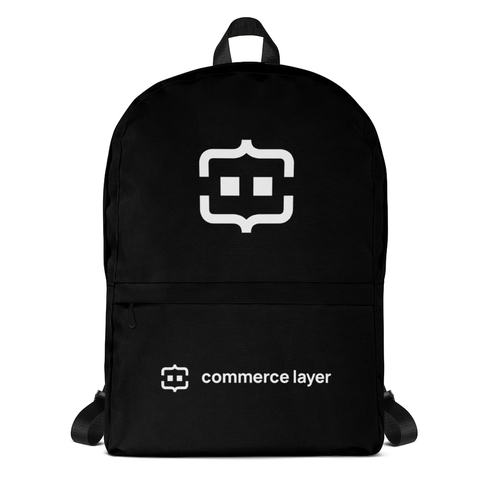 Black Backpack with White Logo