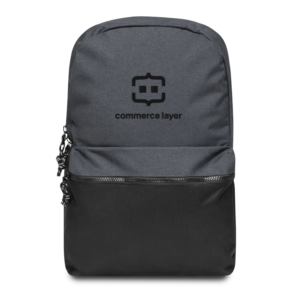 Gray Backpack with Black Logo