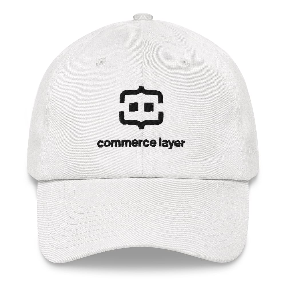 White Baseball Hat with Black Logo