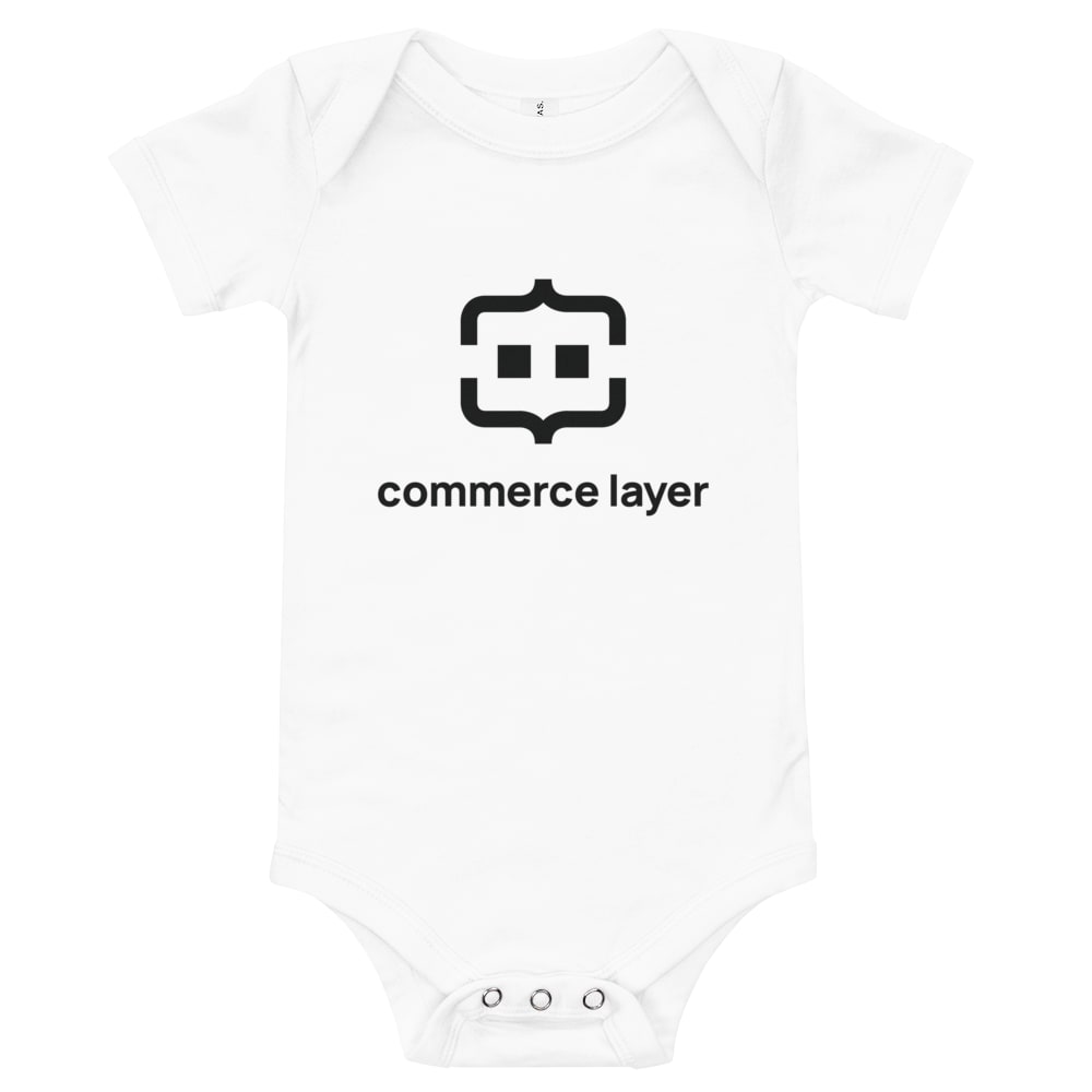 White Baby Short Sleeve Bodysuit with Black Logo