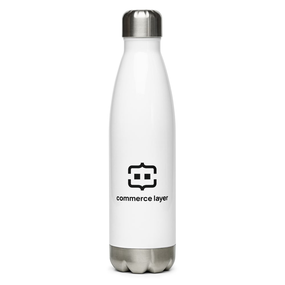 White Water Bottle with Black Logo