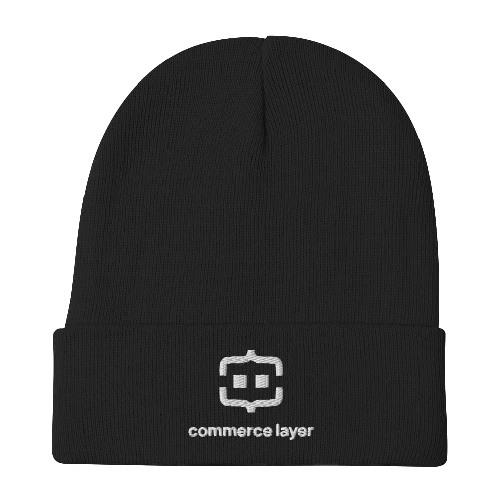 Black Cuffed Beanie with White Logo