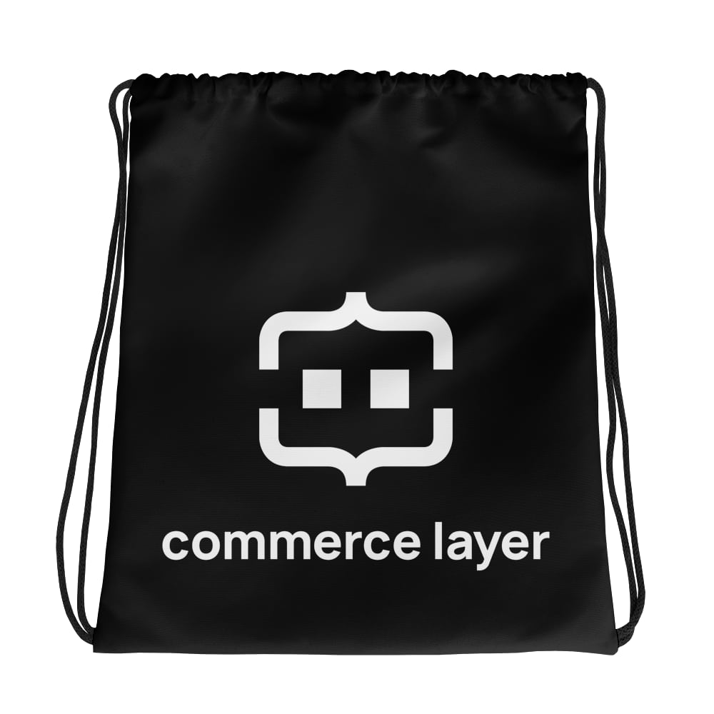 Black Drawstring Bag with White Logo