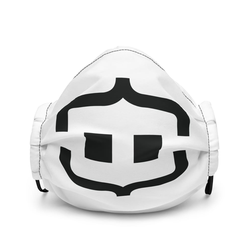 White Face Mask with Black Logo