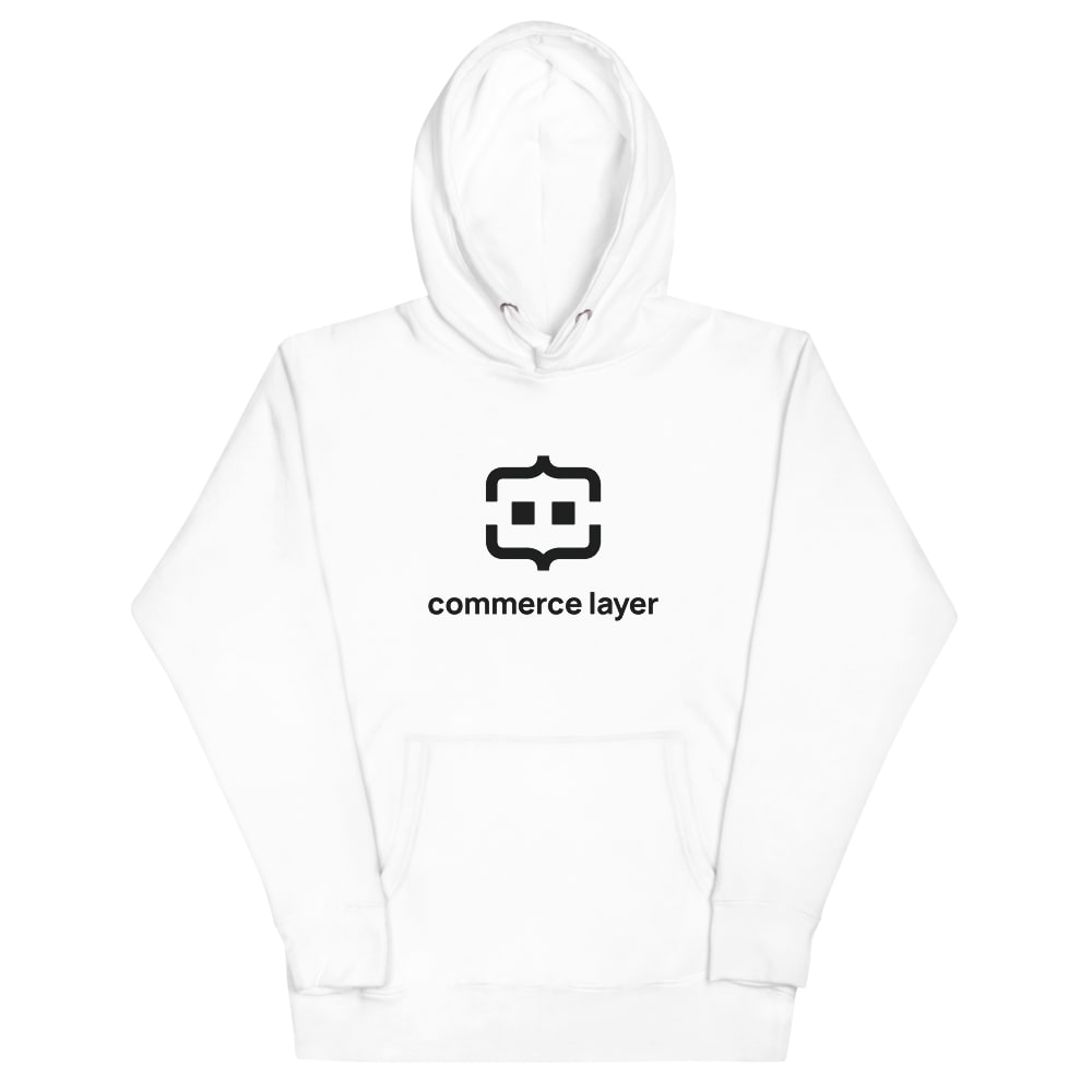 White Men Hoodie with Black Logo