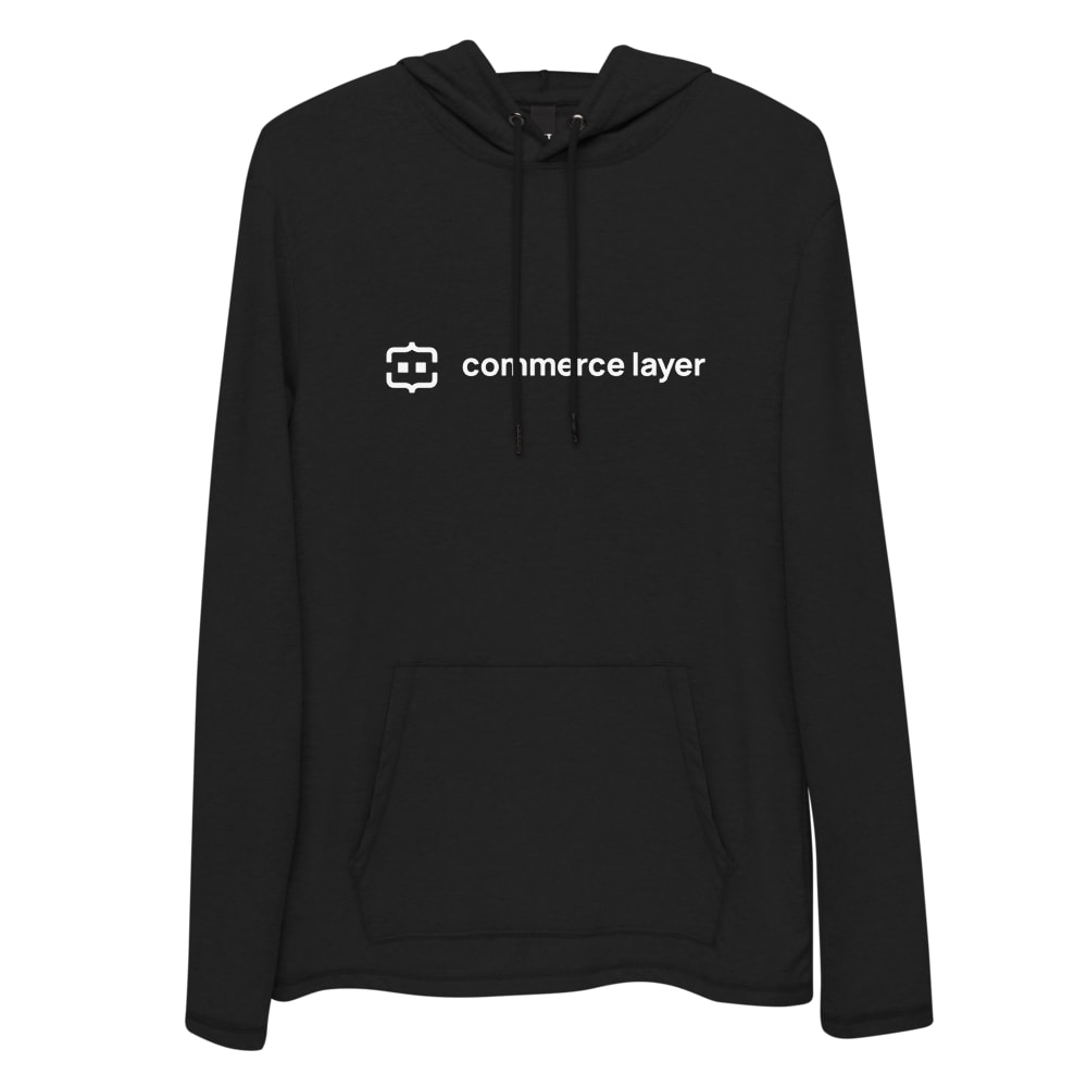 Black Unisex Lightweight Hoodie with White Logo