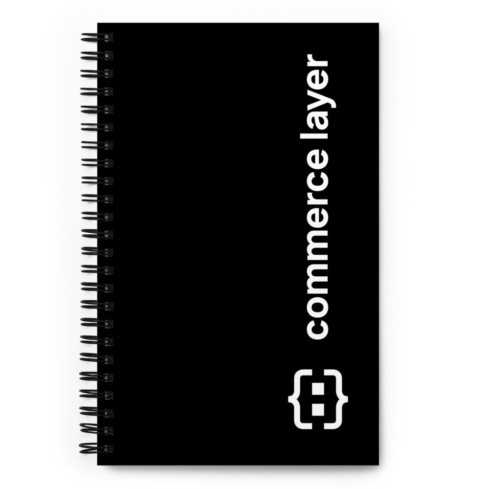 Black Spiral Notebook with White Logo