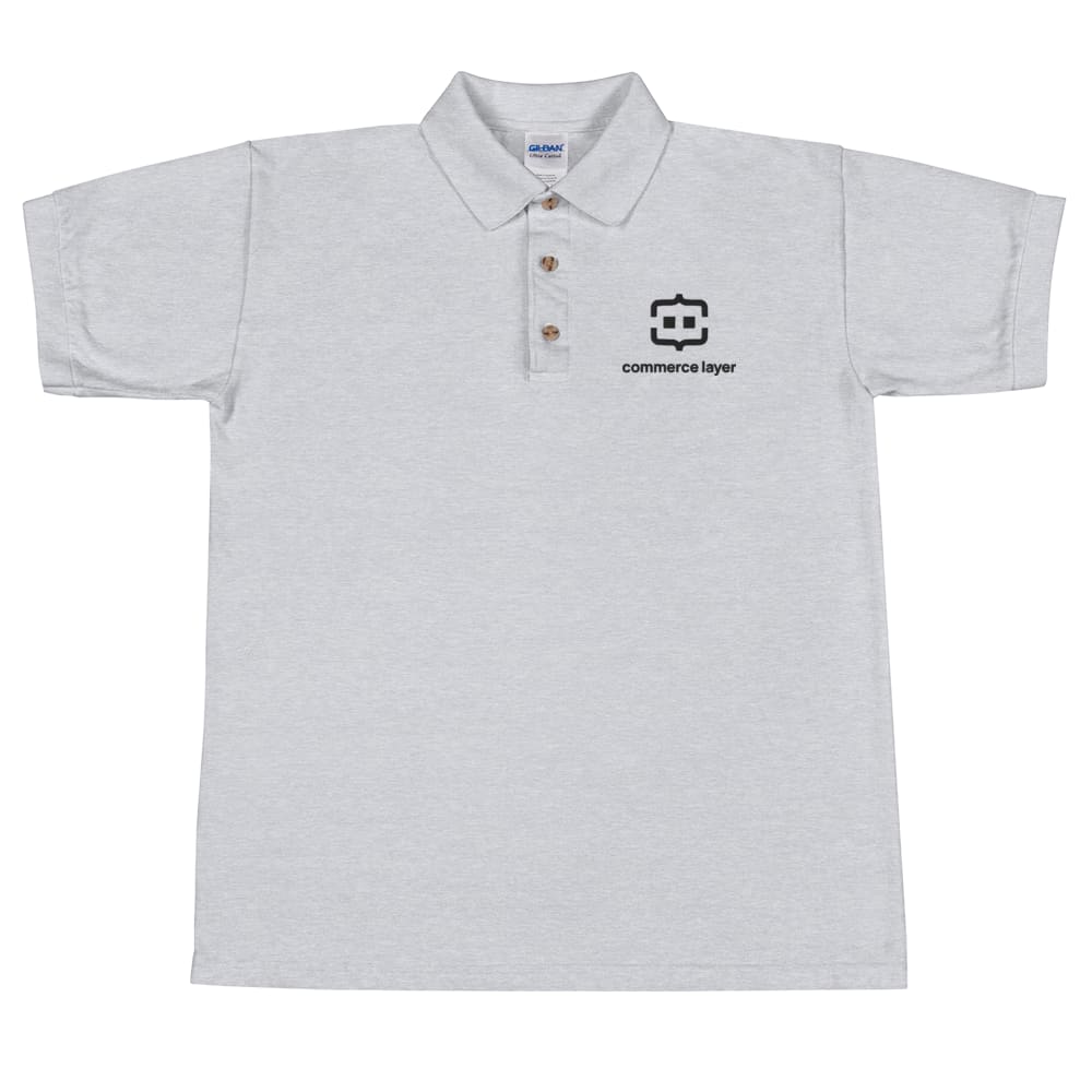 Gray Men Polo with Black Logo