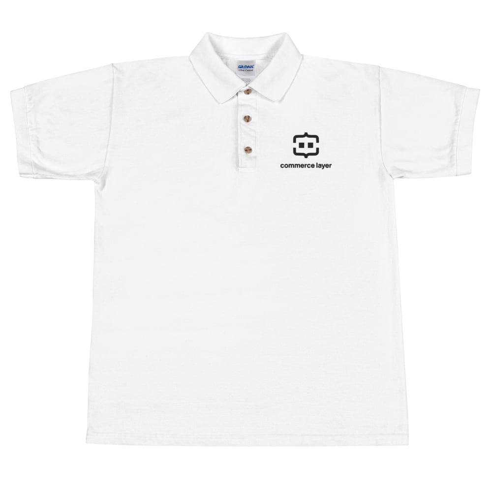 White Men Polo with Black Logo