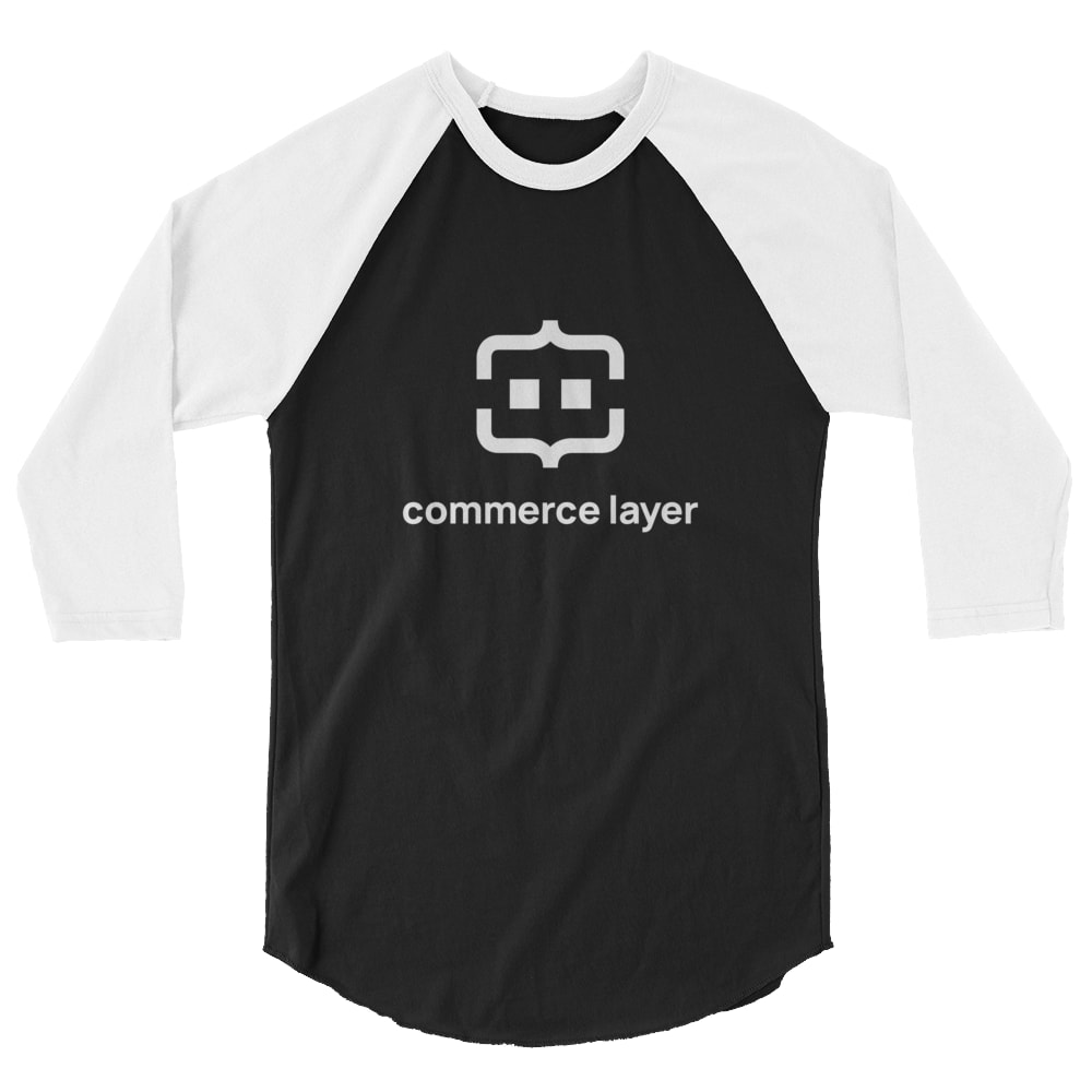 Black Unisex 3/4 Sleeve Shirt with White Logo