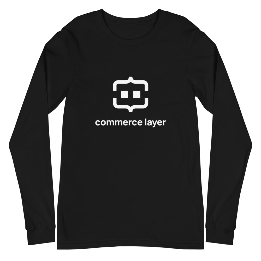 Black Men Long Sleeve Shirt with White Logo