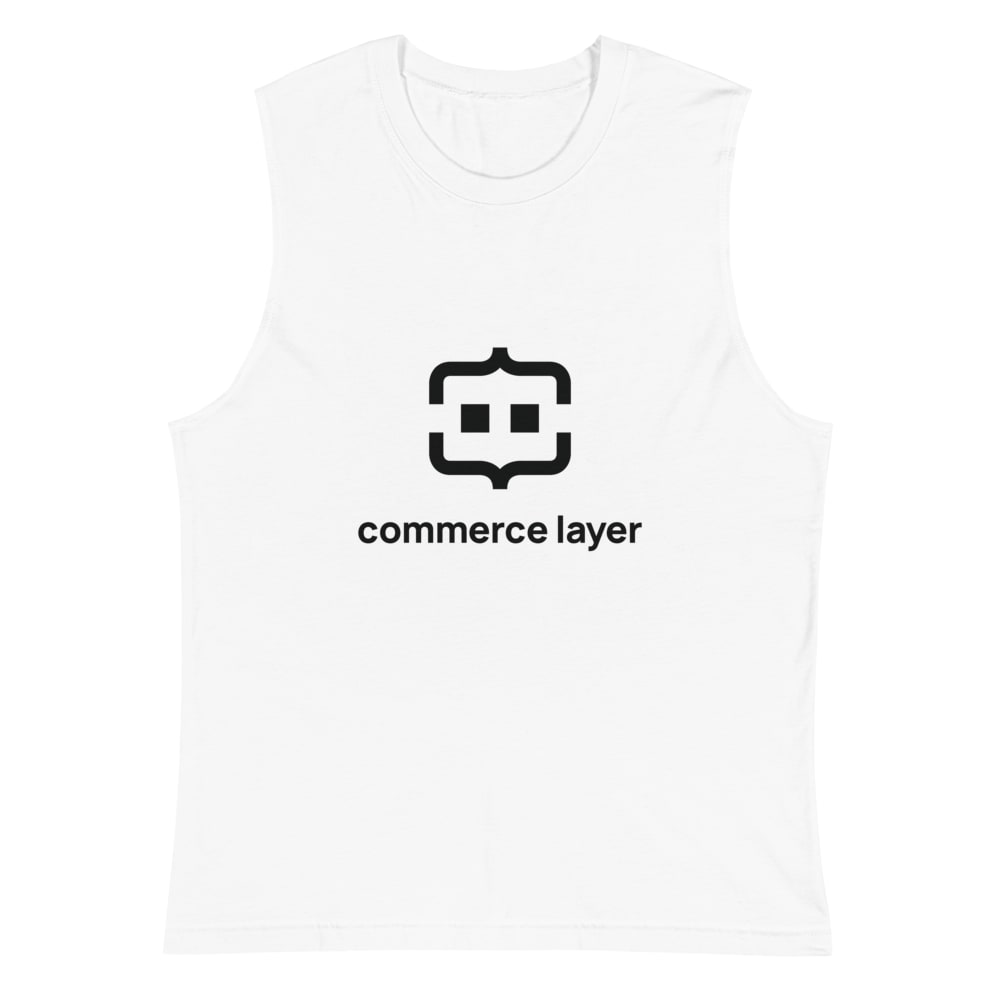 White Men Muscle Shirt with Black Logo