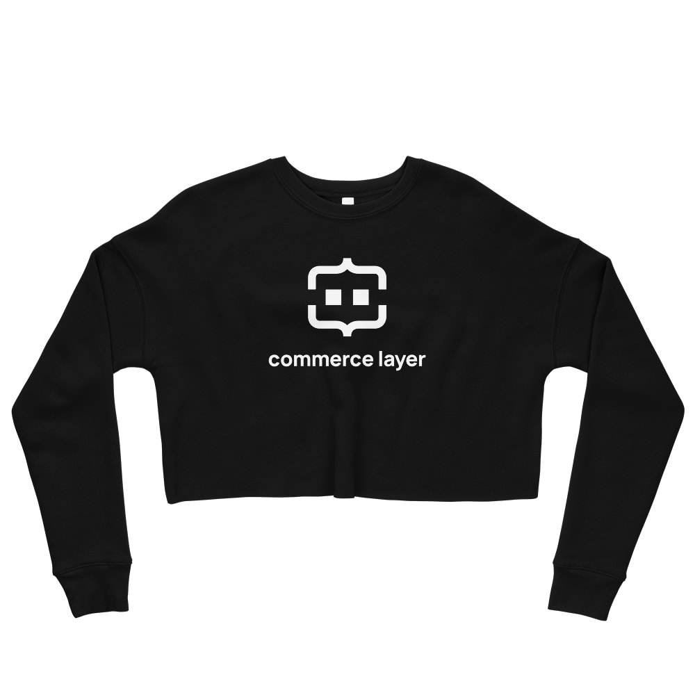 Black Women Cropped Sweatshirt with White Logo