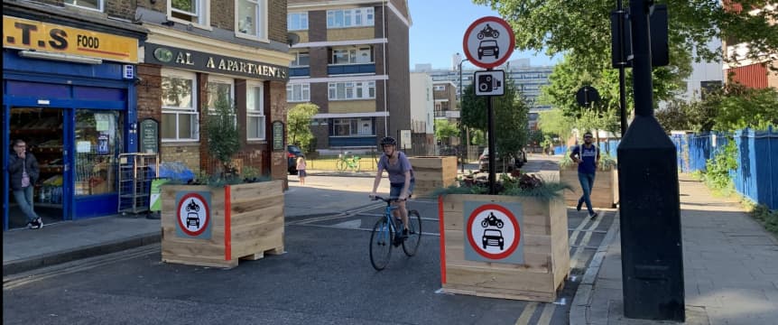 Road closure with bollards on Barnabas Road