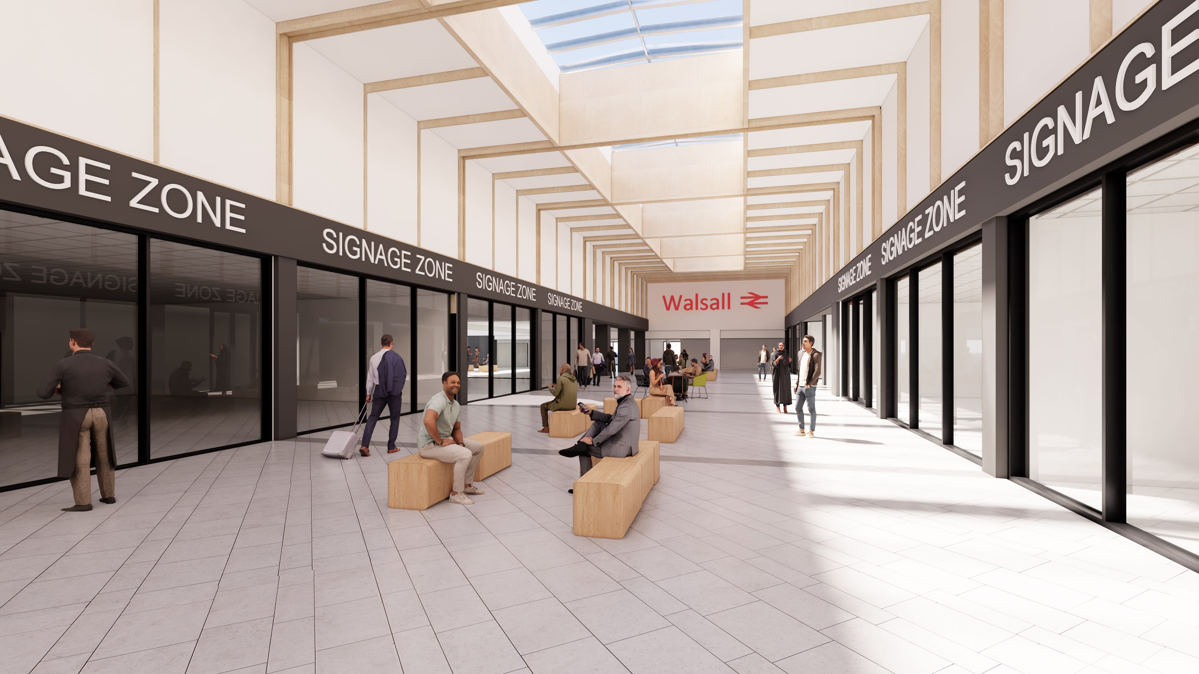 Connected Gateway - Proposed view through refurbished Park Mall through to Rail Concourse (concept visual).