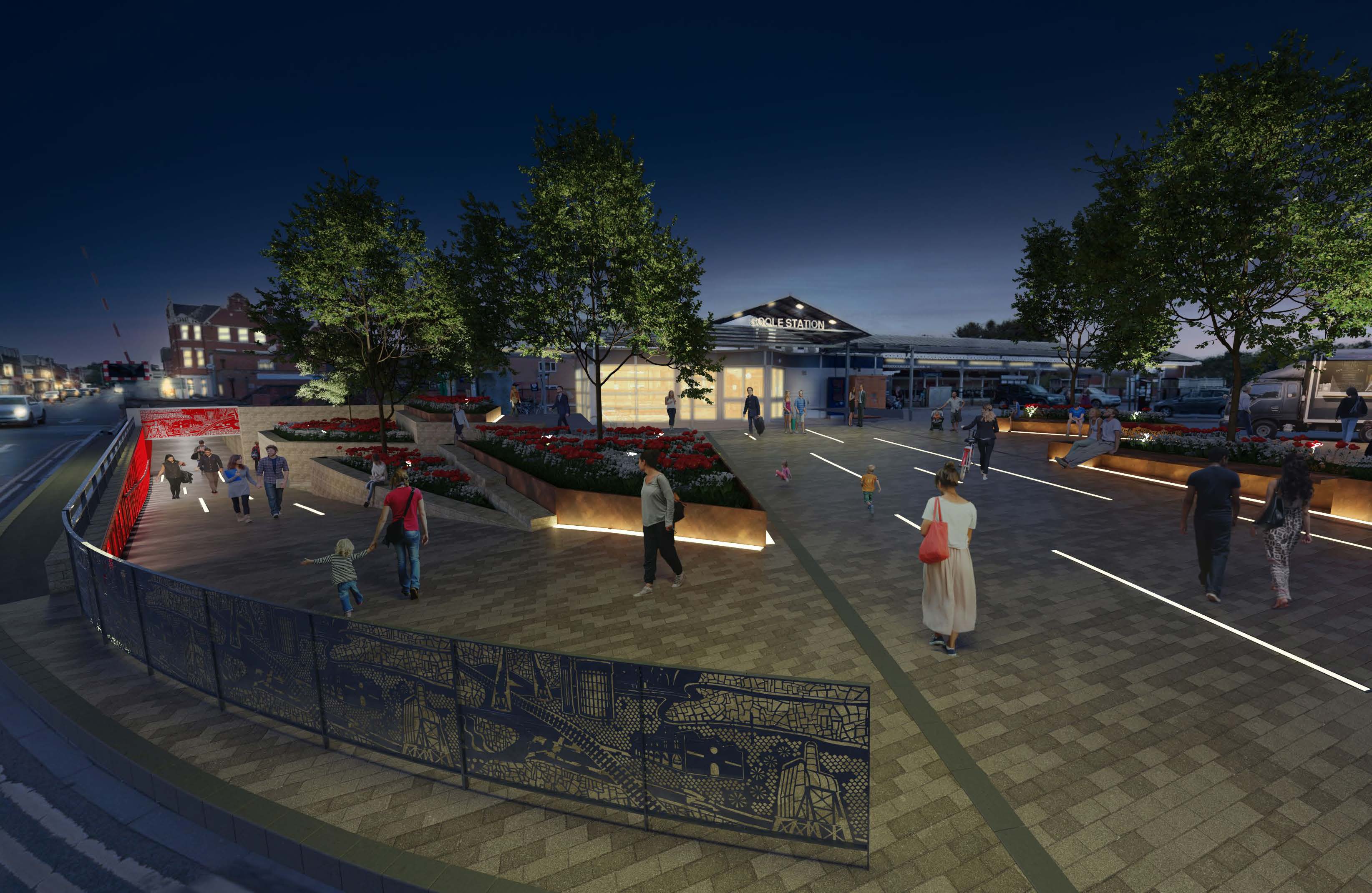 Station Plaza Concept Visual Night-time