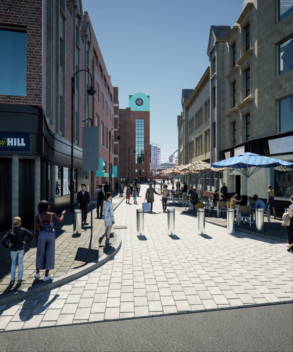 people walking on a street