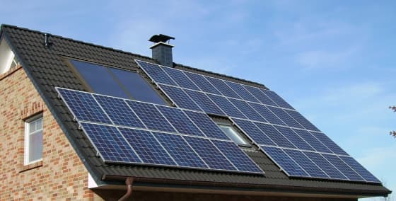 Solar panel on rooftop