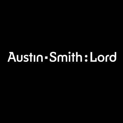 Logo of Austin Smith Lord white script on black background