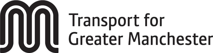 Transport for Greater Manchester written next to black letter M with white inner line 