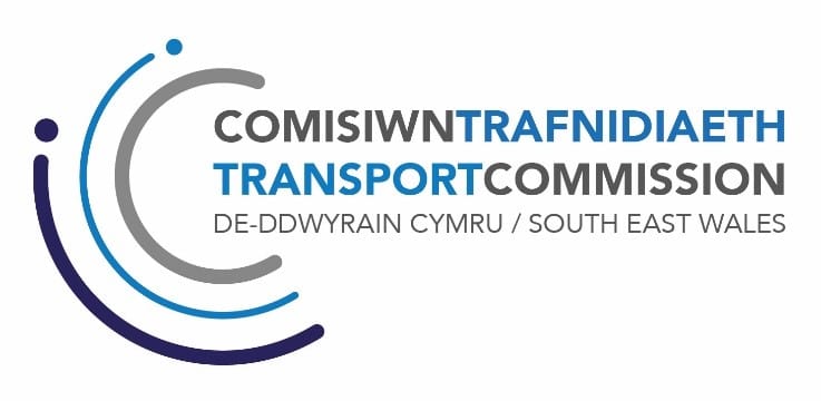 Logo of the South east Wales Transport Commission in English and Welsh