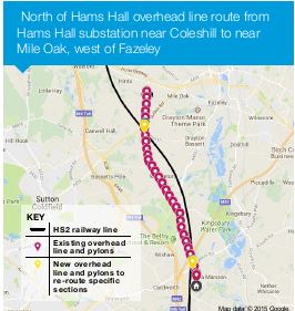 North of Hams Hall - overhead line works