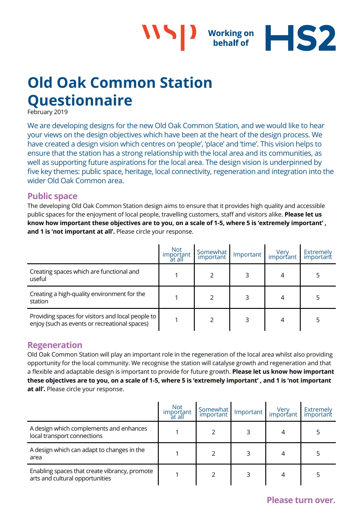 Printable questionnaire: Old Oak Common Station Design 