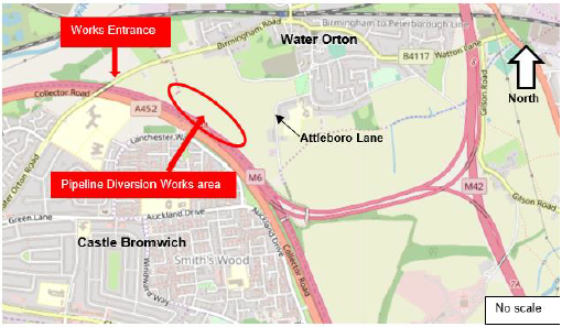 Updated notice of pipeline diversion - Water Orton Road