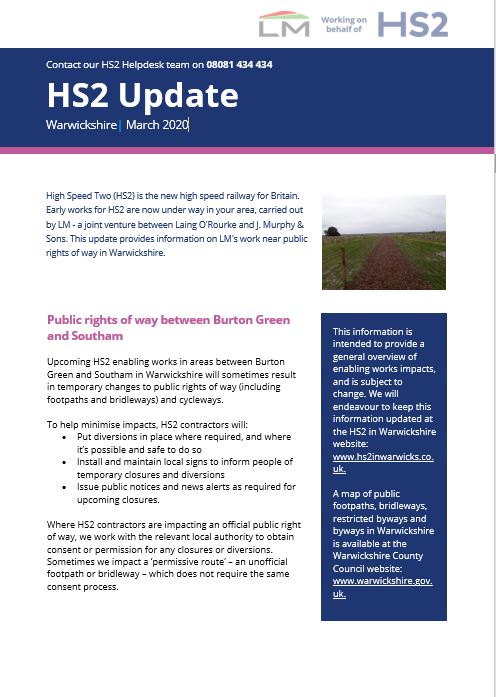 HS2 Update: Public rights of way information