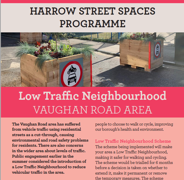 Information leaflet
LTN-04 Vaughan Road area, West Harrow