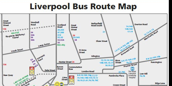 Enlarged City Centre Bus Route Map