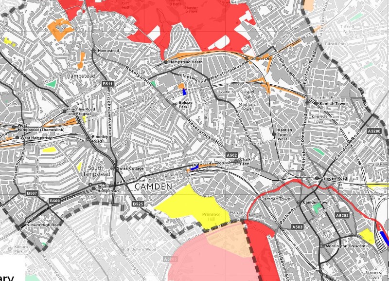 Map of designated sites in Camden